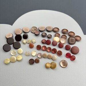 Vintage Button Lot 1930s–1960s Brown Amber Red Yellow Mix Bakelite Casein 55pcs